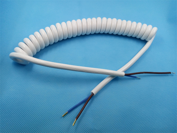 屹沭国标酒店卫浴吹风机风筒白色弹簧线2芯1平方2米4米弹弓线 白色