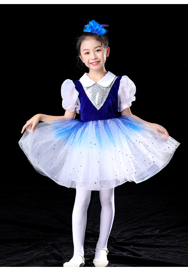 六一儿童蓬蓬纱裙舞蹈服装女童小孩学生公主亮片演出合唱表演服装小