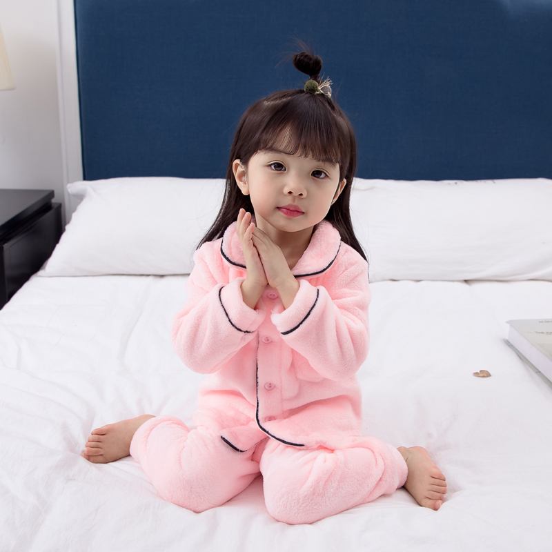 小孩子冬天穿的儿童睡衣女秋加厚款女宝宝中小童女童家居服小孩子的小