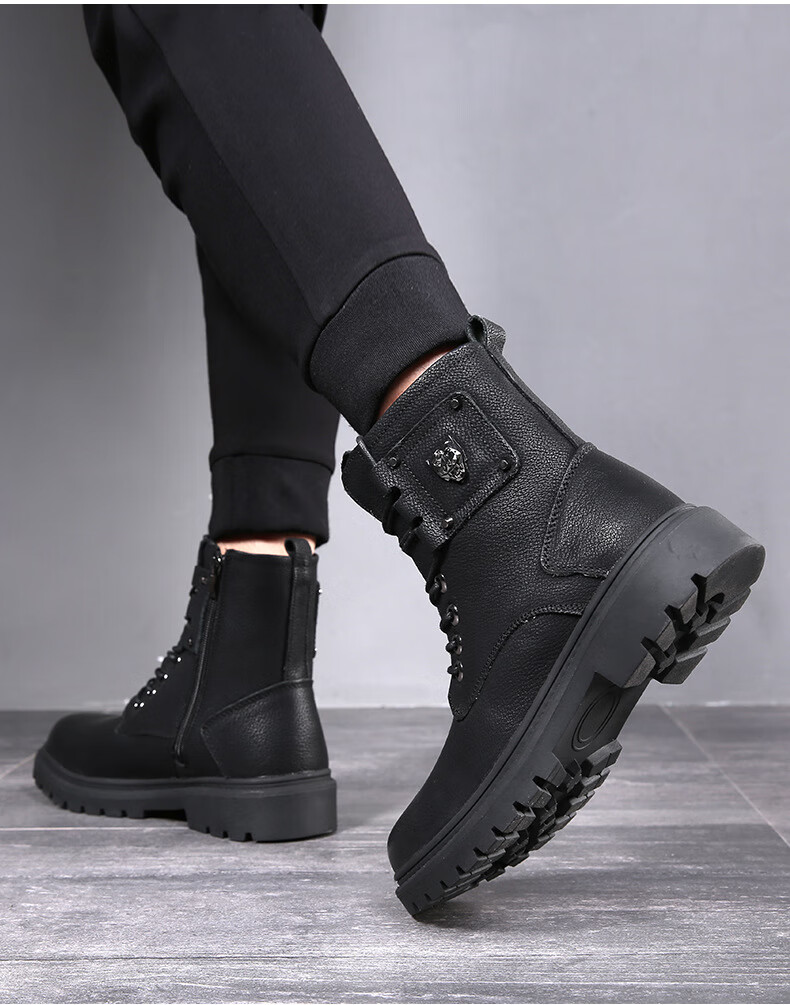 沙驰专柜同款 国际潮鞋 男鞋棉鞋马丁靴男高帮加绒