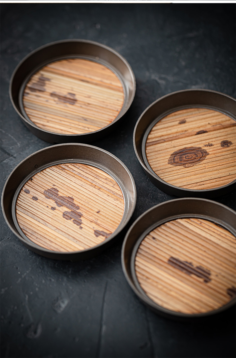 梅鹿竹锡合金壶承仿古茶海功夫茶具配件干泡盘茶壶垫云妃竹锡合金茶承