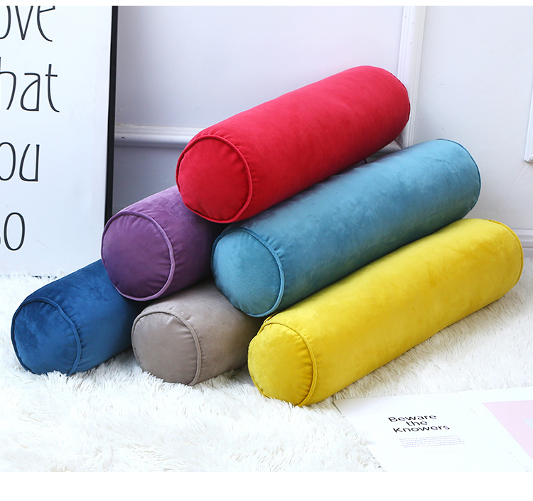 沙发头枕圆柱北欧超柔天鹅绒圆柱枕颈椎枕套客厅长条枕护颈枕头套定做