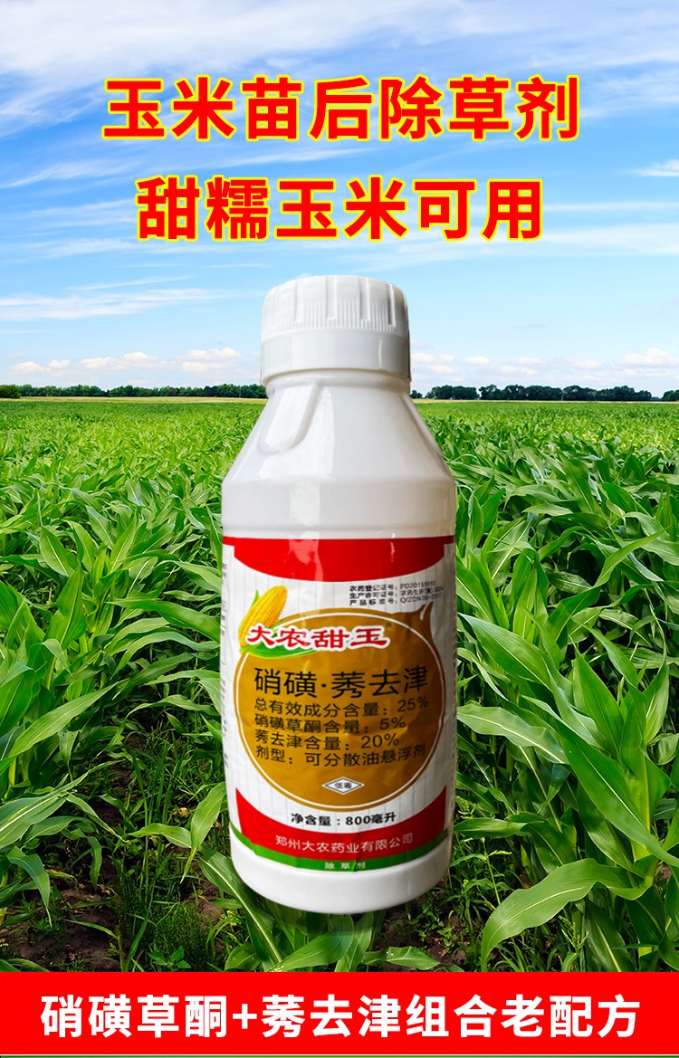 玉米苗后专用除草剂不伤苗烂根型莠去津硝磺草酮禾阔双除杀草封草甜糯