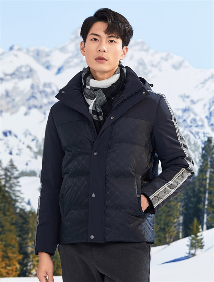 Goldlion GY Men's Short Down Jacket Autumn Winter Classic White Goose Down Three-Proof Detachable DGH0213-MK120 Black L 8