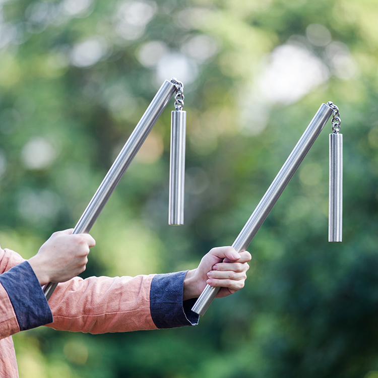 魄狼之地煞不锈钢双小梢子棍 小连枷盘龙棍 可背棍套 a/把:直径22 厚