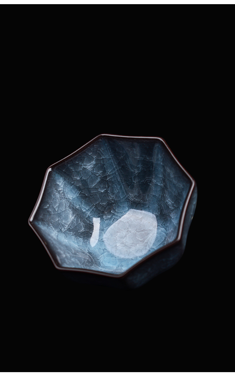 龙泉青瓷名家周光武手工冰裂纹主人杯单杯个人茶盏品茗茶杯花边杯