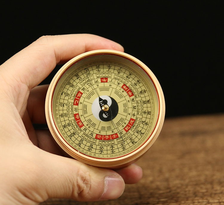 瑞亿祥长指针八卦罗盘高精度罗盘随身携带迷你全铜小号二寸全自动小号