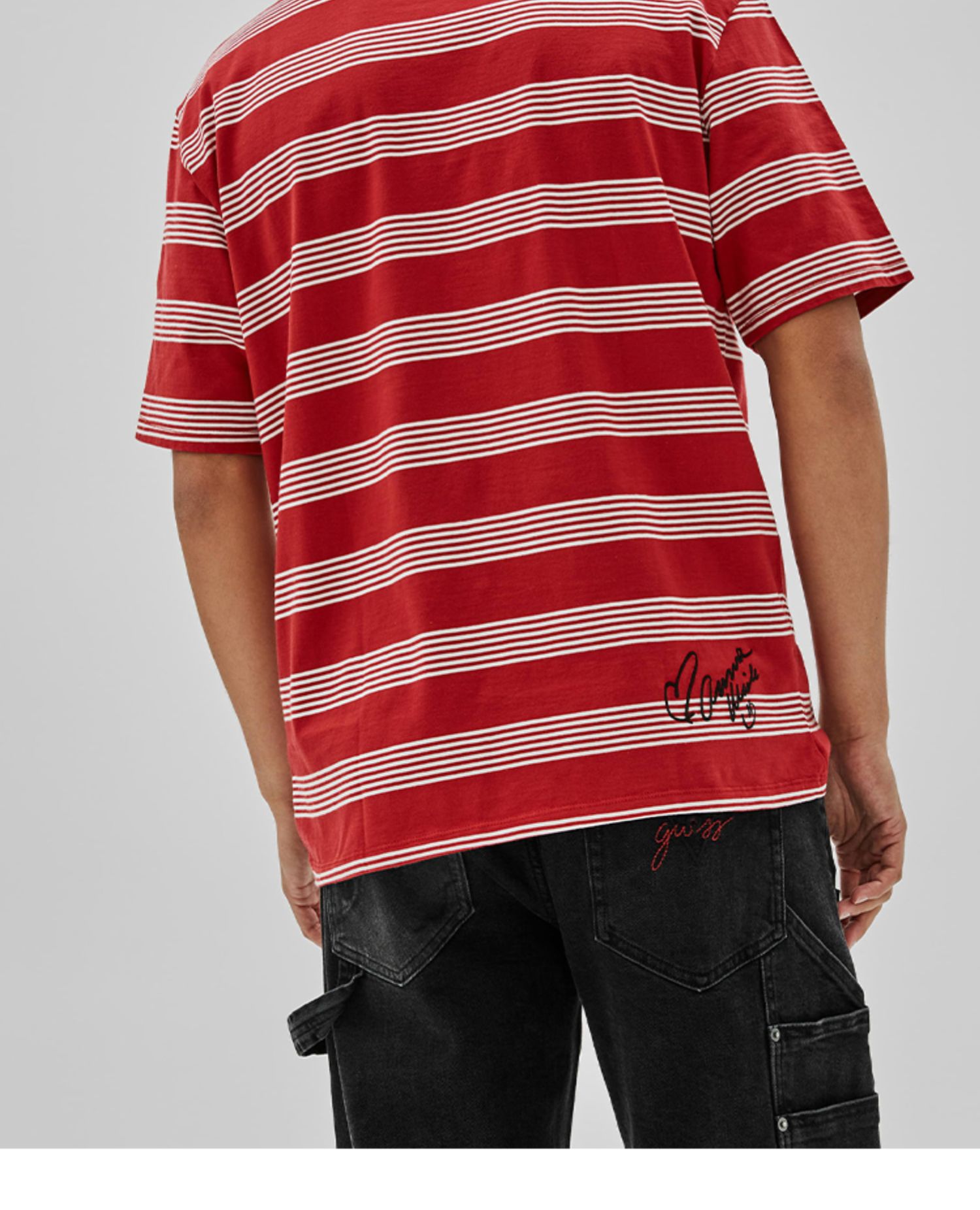 guess originals男条纹印花倒三角logo短袖t恤-m1bi42kaau0 vsmu-浅