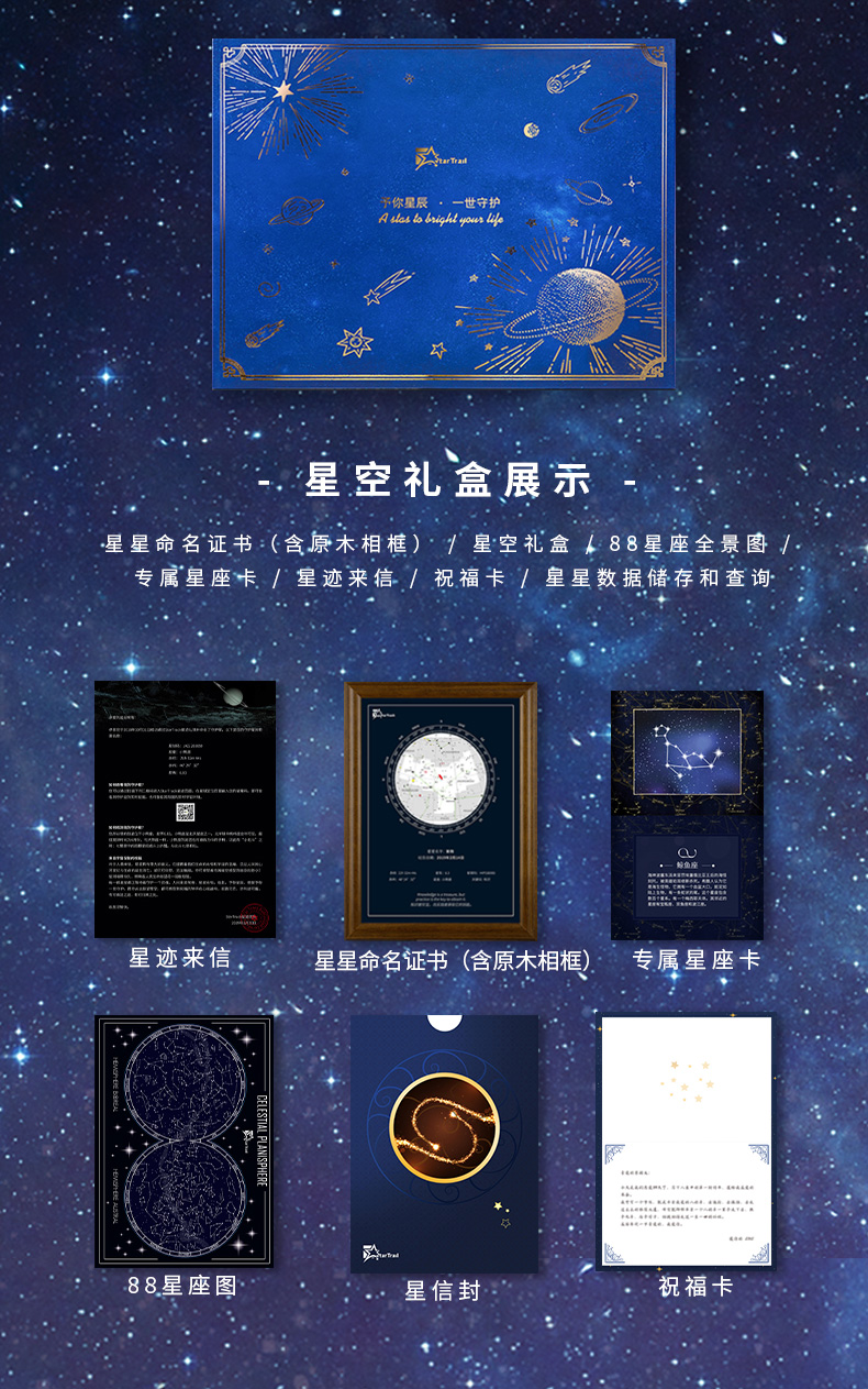 毕业情人节情侣浪漫创意纪念礼盒送男生日 定制星星命名电子版【图片