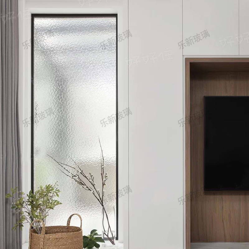 长虹玻璃隔断屏风遮挡压花艺术玻璃超白长虹隔断入户屏风墙海棠银波纹