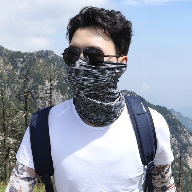 lucaly男士纱巾防晒围脖套男夏天护颈冰丝多功能百搭薄款百变围巾护