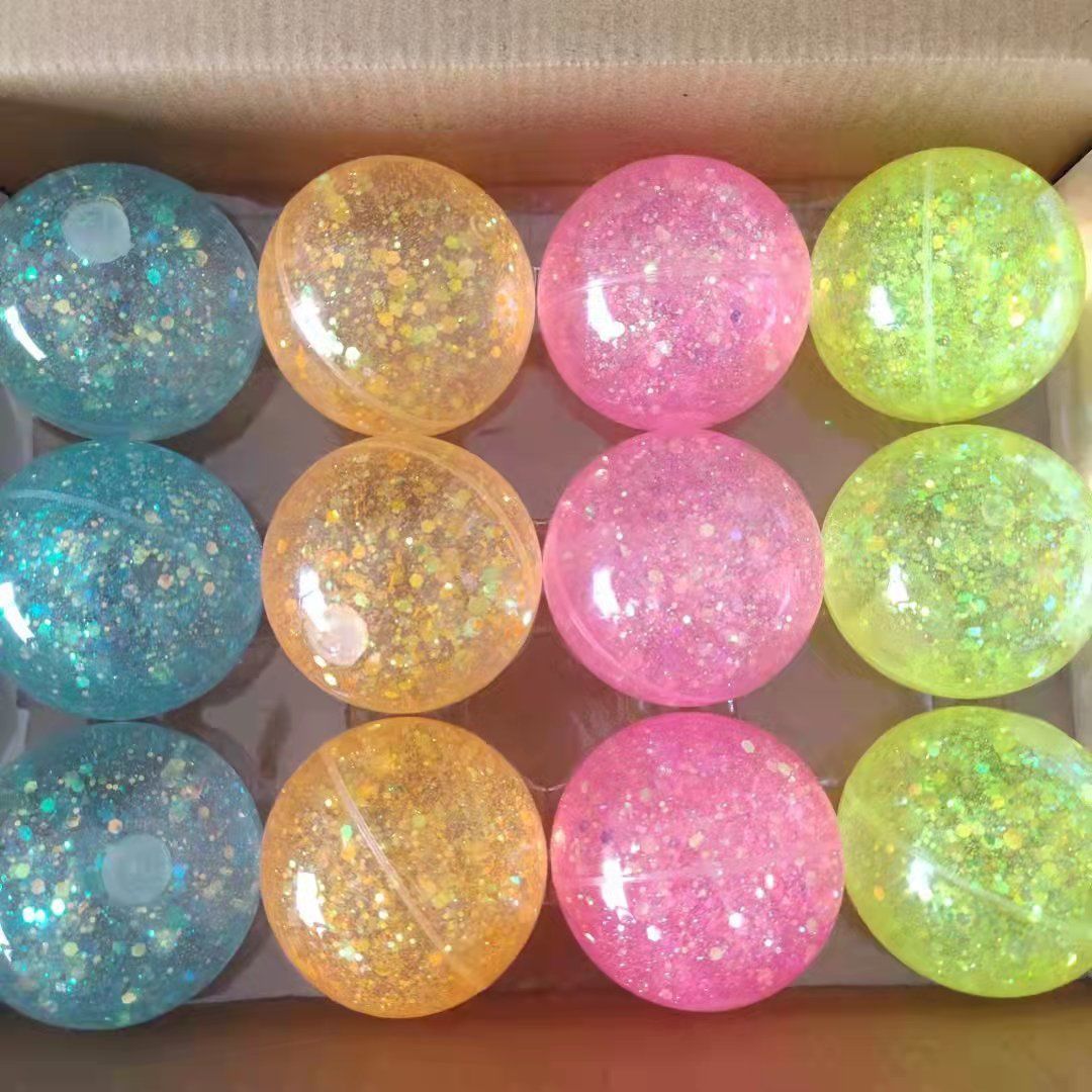 儿童水晶球10蝴蝶球发光弹力球夜光跳跳球玩具地摊货源批发12个混装