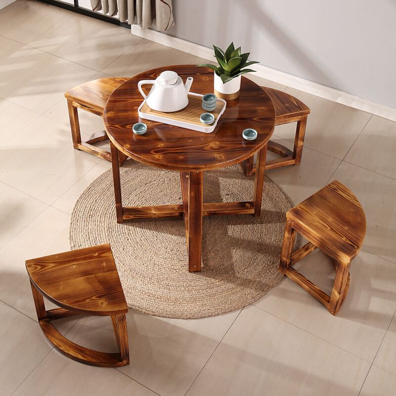 实木阳台桌椅小户型休闲迷你用小圆桌小桌子小茶台户外简约现代直径