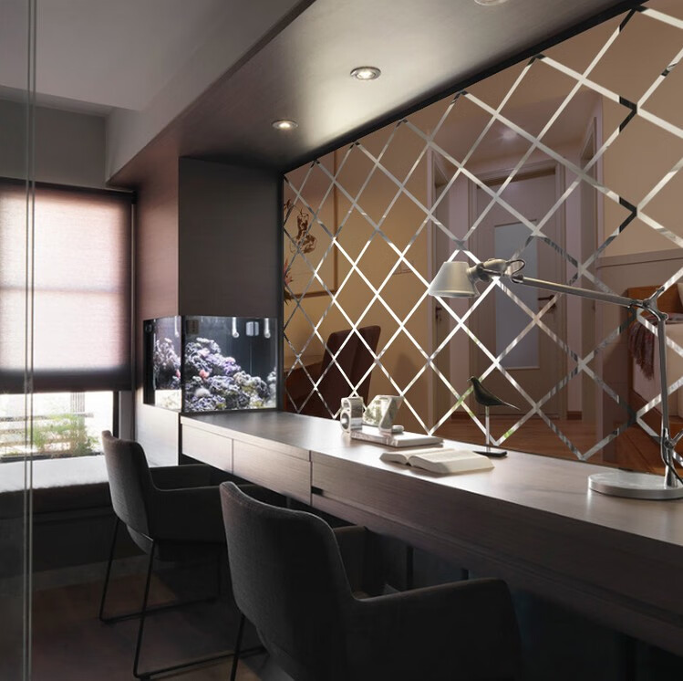 菱形镜面立体墙贴客厅餐厅电视背景墙玄关吊顶装饰大方扩大空间感