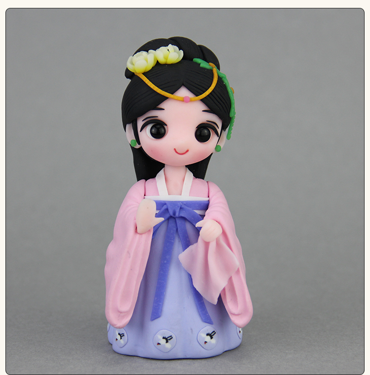 泥人张泥塑 软陶泥人汉服公主手办汉服玩偶玩具泥塑摆件手工diy给女孩
