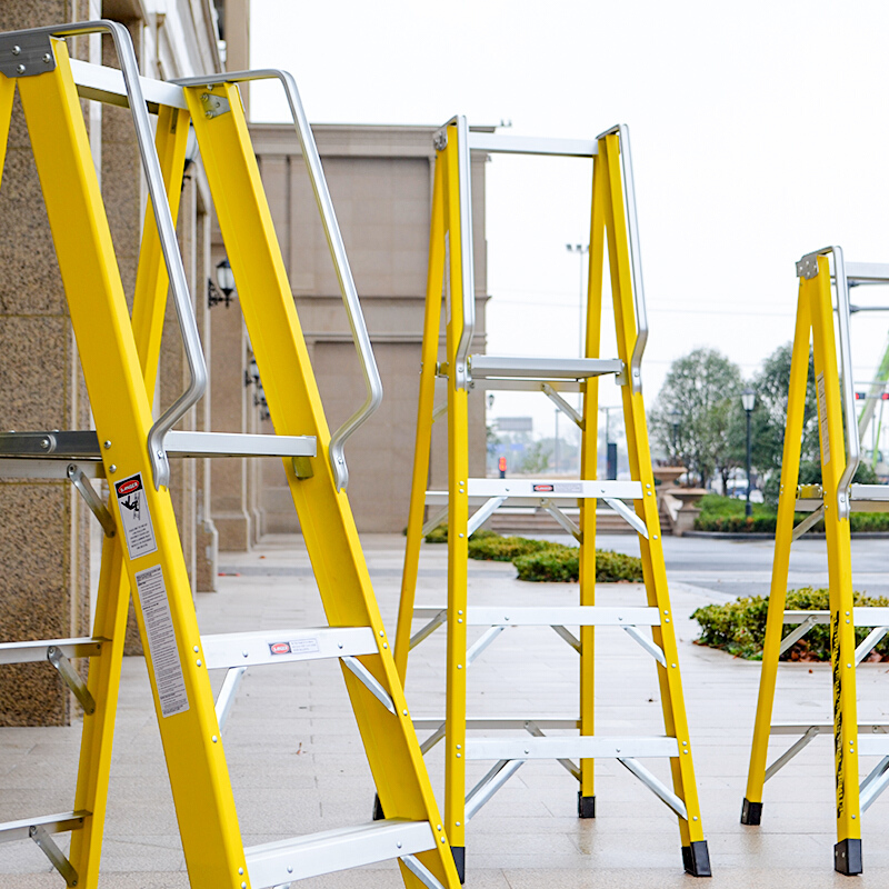 定制定制定制绝缘梯子电工梯工作台梯扶手平台梯玻璃钢梯人字梯 加
