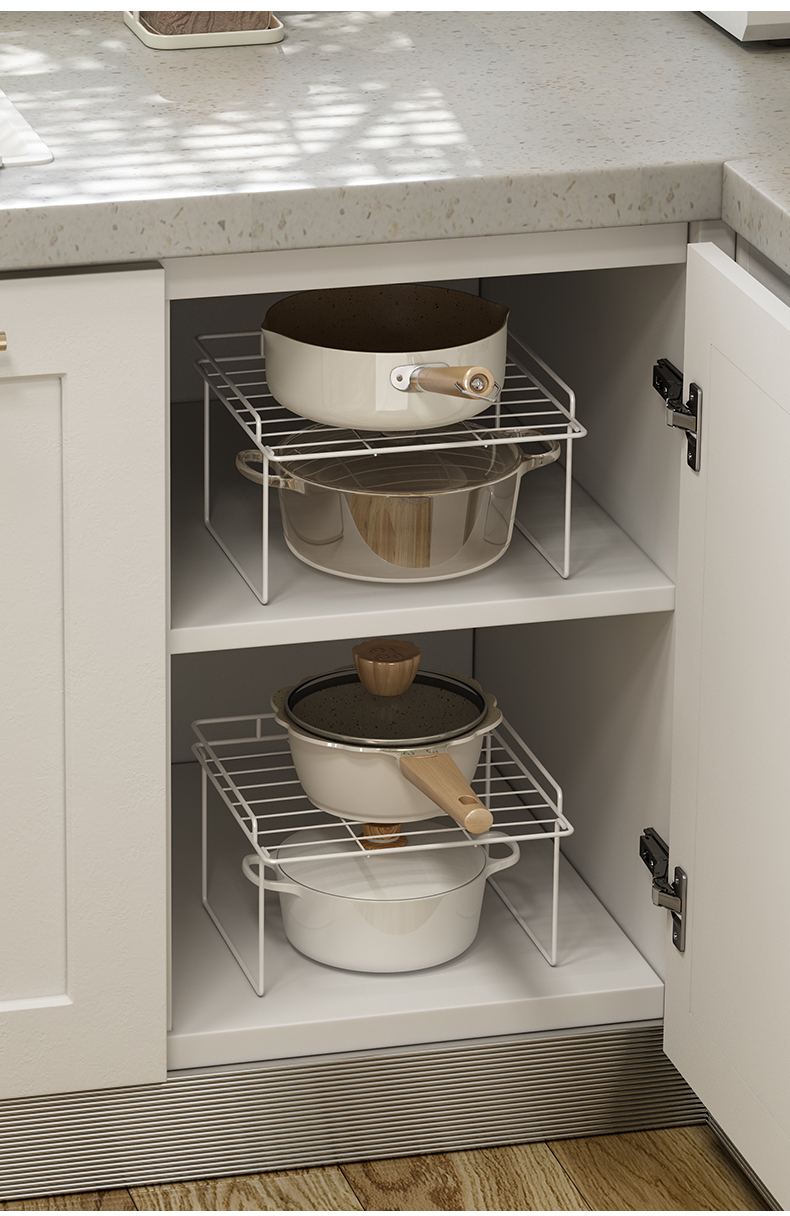 品芝厨房台面柜下锅具收纳架家用柜内放锅架台面厨具分层置物架收纳架