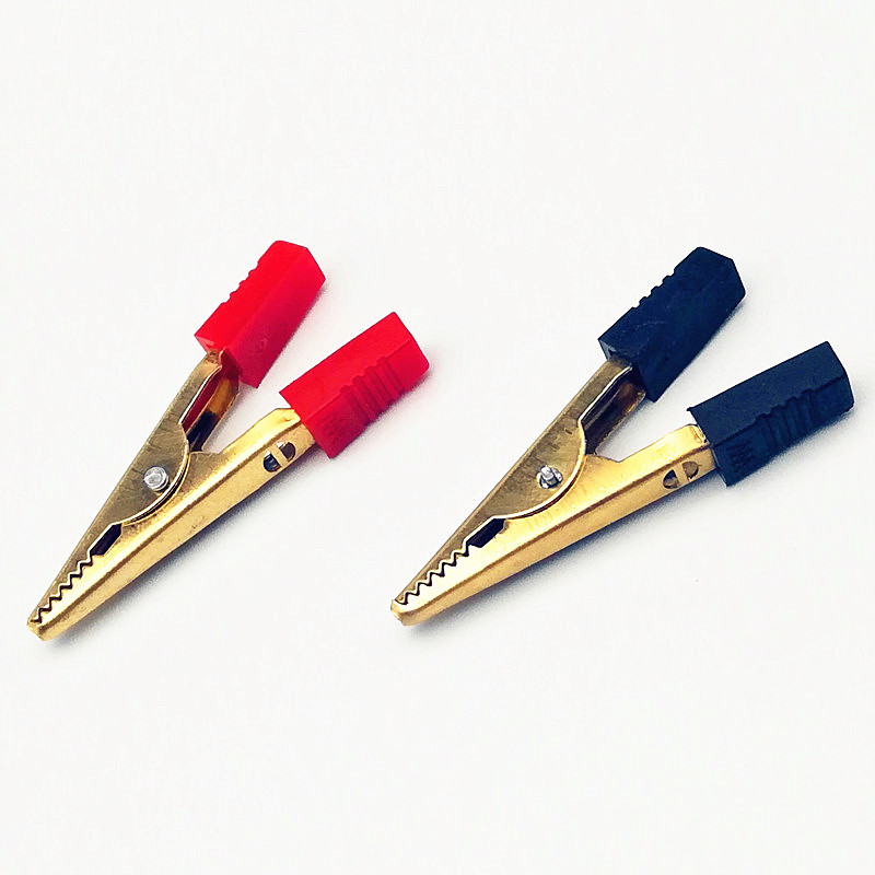 鳄鱼夹大号纯铜加厚电工夹电源夹电瓶夹电线夹子绝缘电力夹子 红色