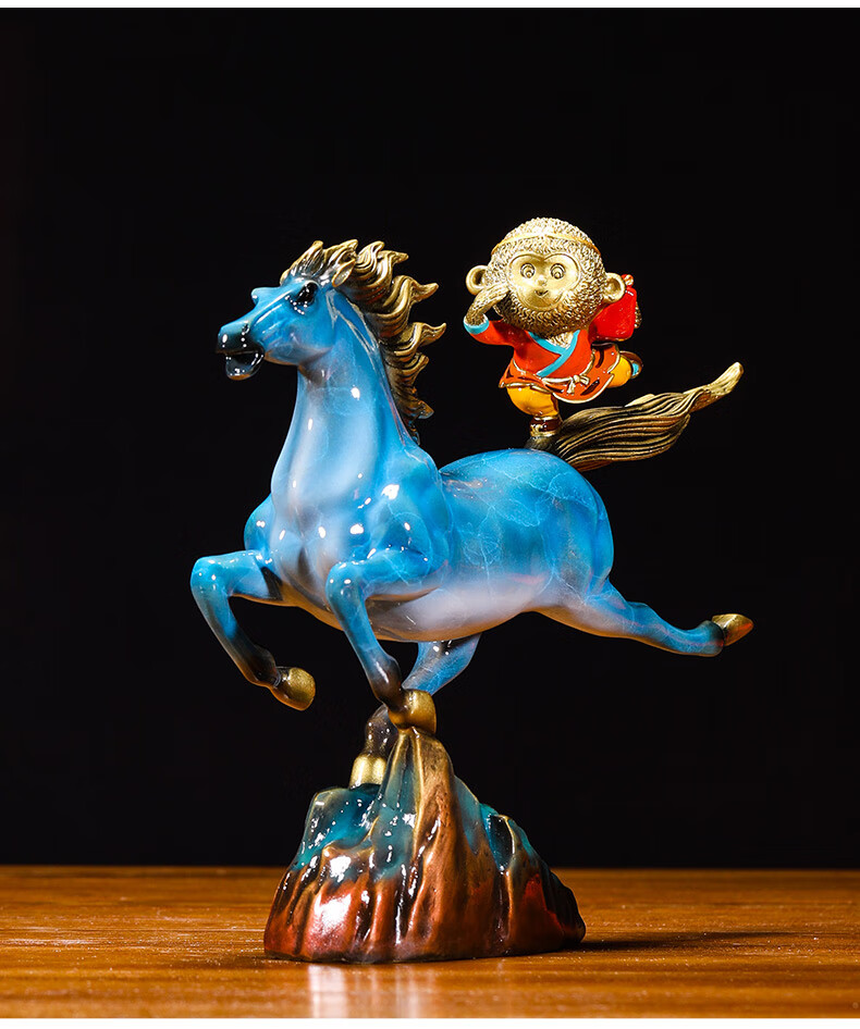 汉京老板办公桌摆件马上封侯摆件老板办公室桌面客厅酒柜装饰开业礼品