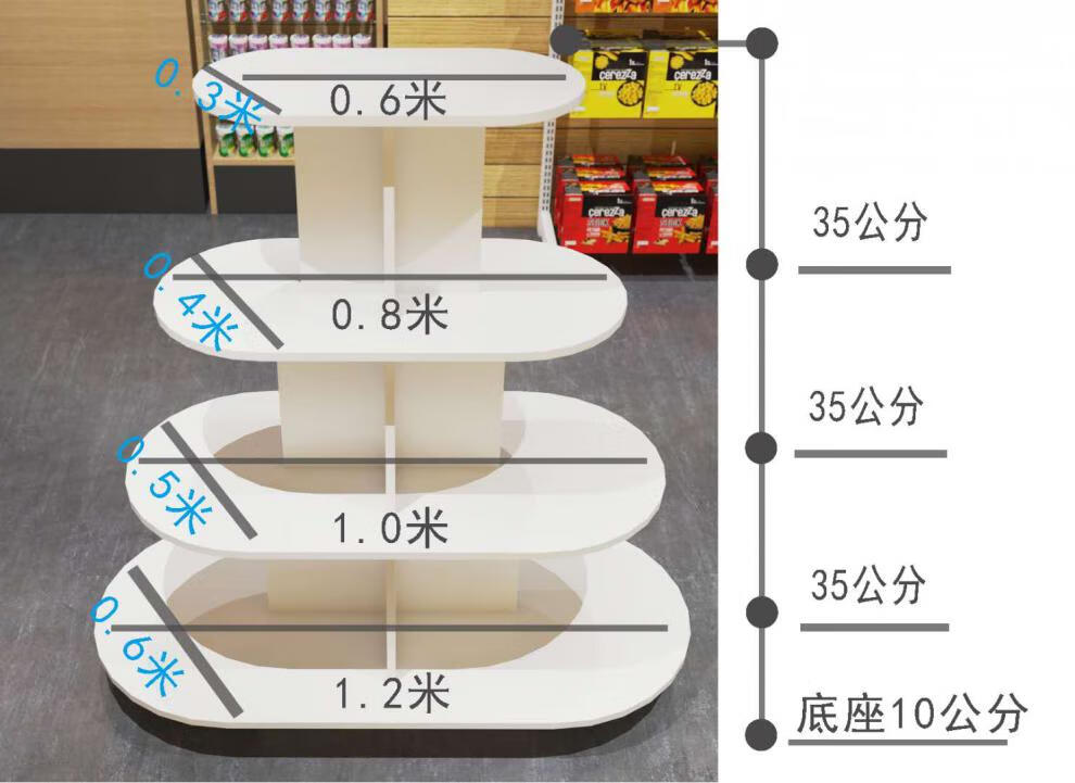 慕帆mufan圆形中岛柜展示台化妆品鞋店产品展柜展架超市堆头母婴陈列