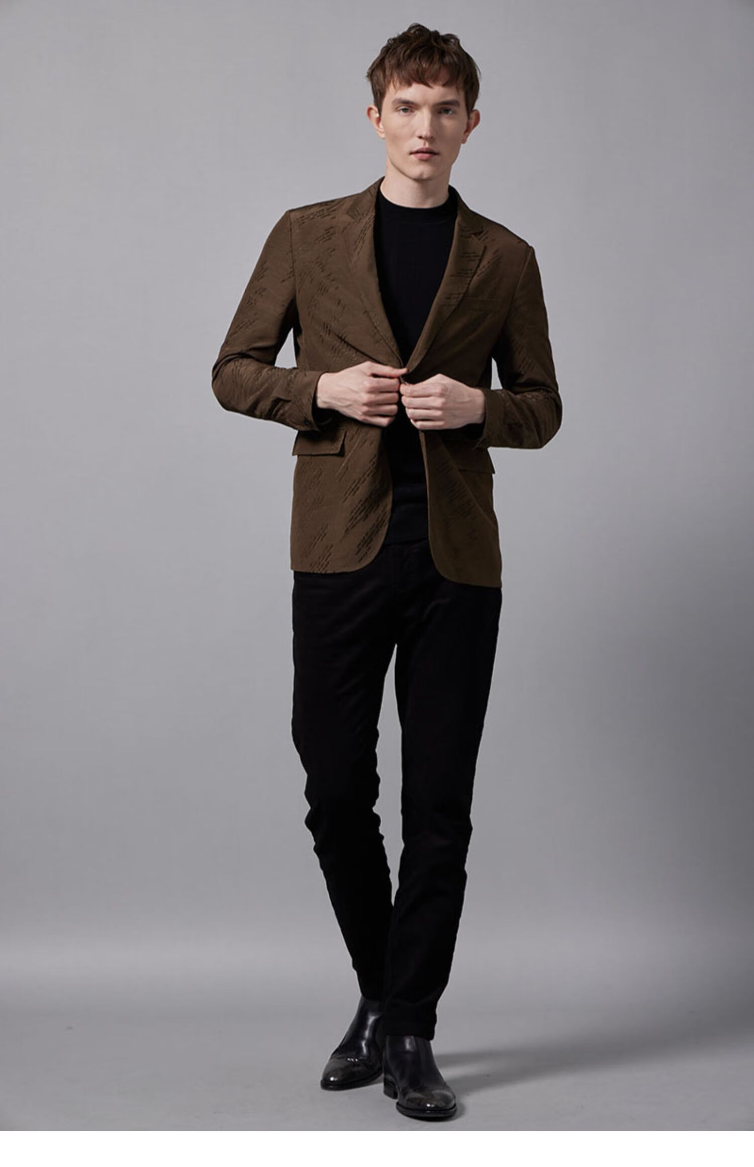 rare威雅男装男士绿色字母提花休闲西服绿色52