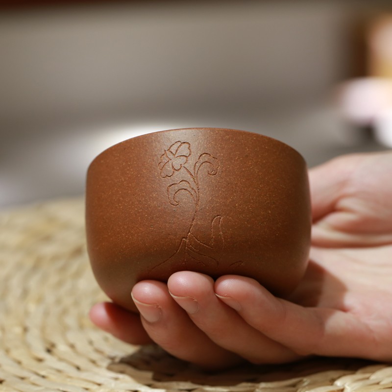 【德轩堂】宜兴紫砂杯名家石丁杯全手工黄段泥料品茗杯茶杯小容量收藏