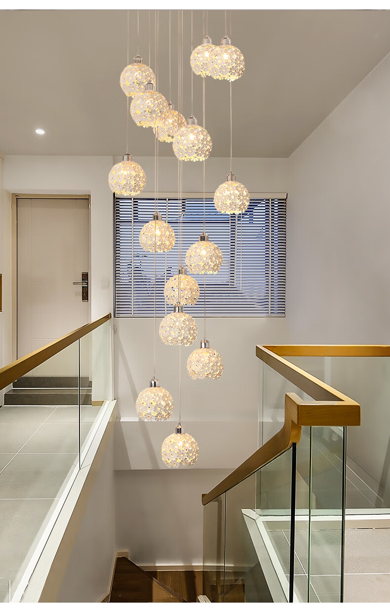 米光惠佳艺术花瓣旋转楼梯吊灯中空长吊灯别墅复式楼loft公寓客厅大