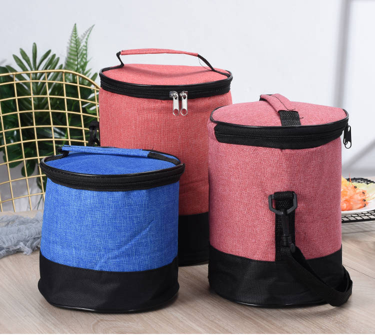 圆形防水保温袋学生饭盒保温袋外用手提包保温桶袋子牛津布便当包