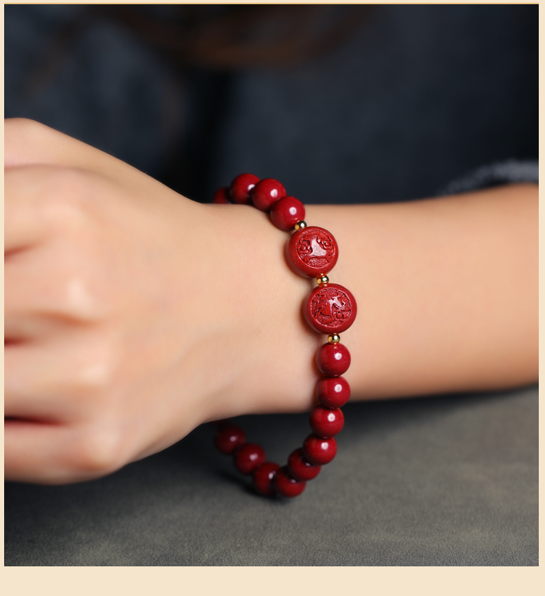 鸿悦2022本命年朱砂三合手链男女化太岁虎猴蛇猪护身情侣手串 属猴(鼠