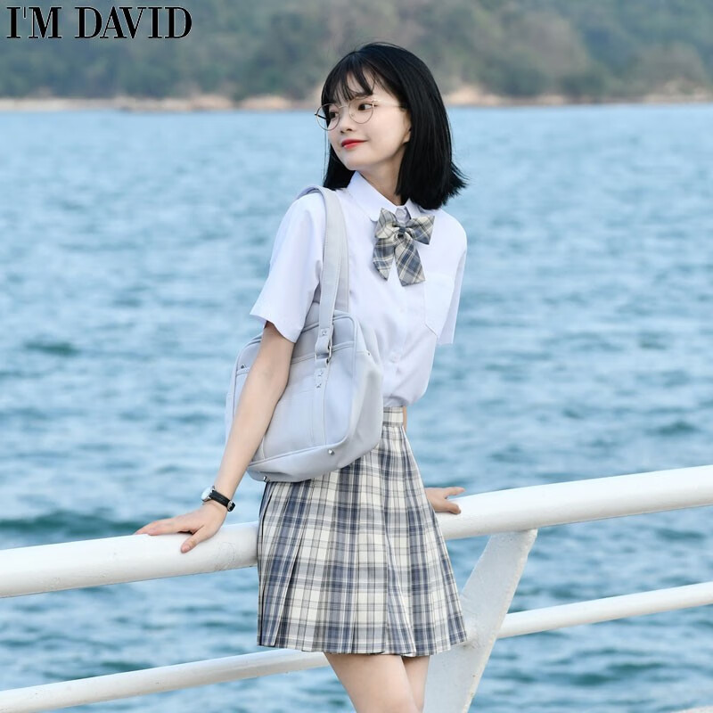 imdavid爱大卫树莓红茶jk制服套装女秋季长袖衬衣半身短裙学生长袖有
