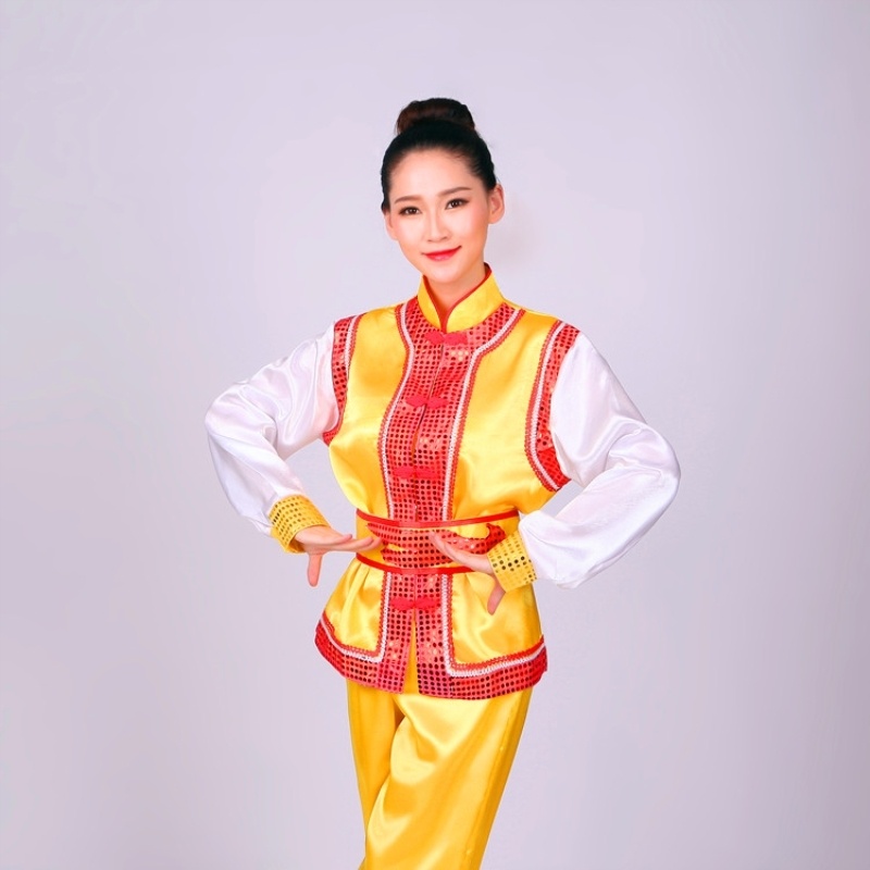 舞龙服装女打鼓服演出服装男腰鼓队服装龙灯服舞龙舞狮威风锣鼓服红色