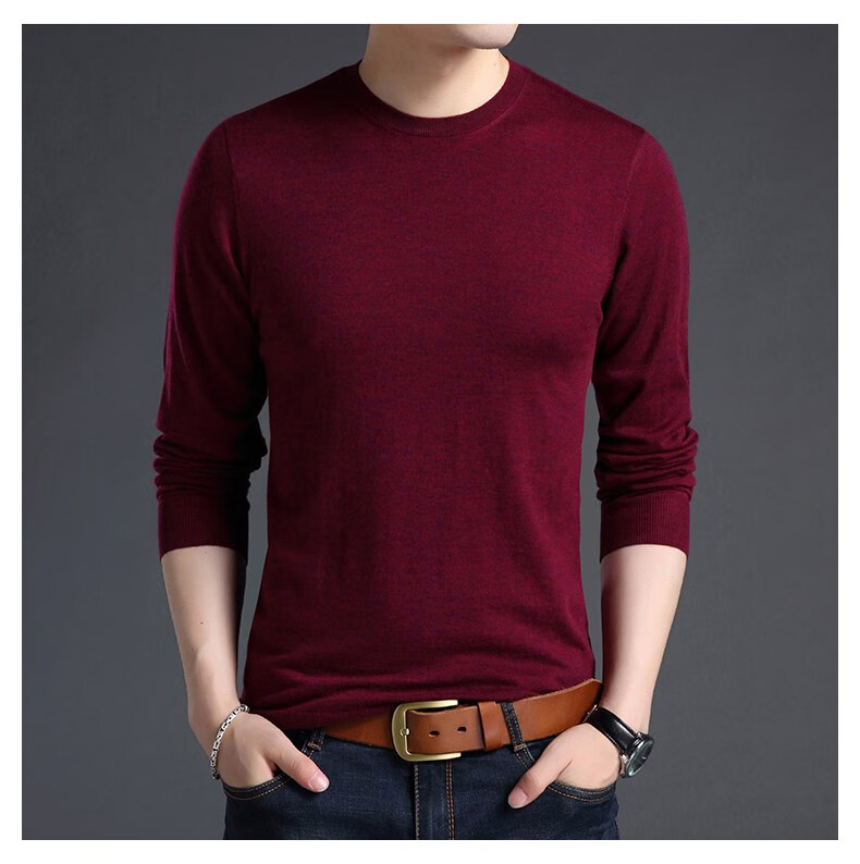 老爷车(laoyeche)官方专卖男士羊毛衫圆领中年加厚长袖t恤针织衫春秋