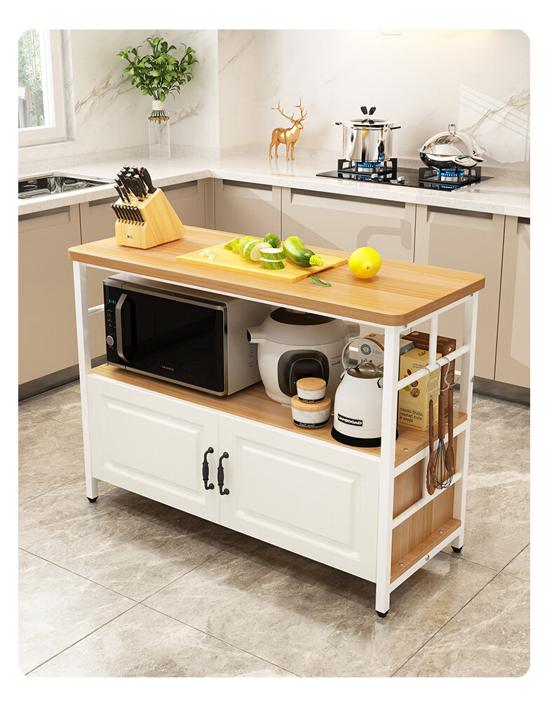 切菜桌厨房桌子切菜桌带柜门切菜台置物架落地多功能多层架子收纳柜储