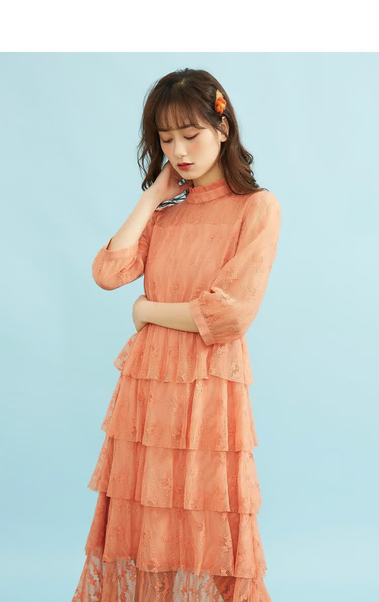 ief/爱依服七分袖连衣裙女高腰2020春夏新款时尚洋气超仙蛋糕裙0d09l