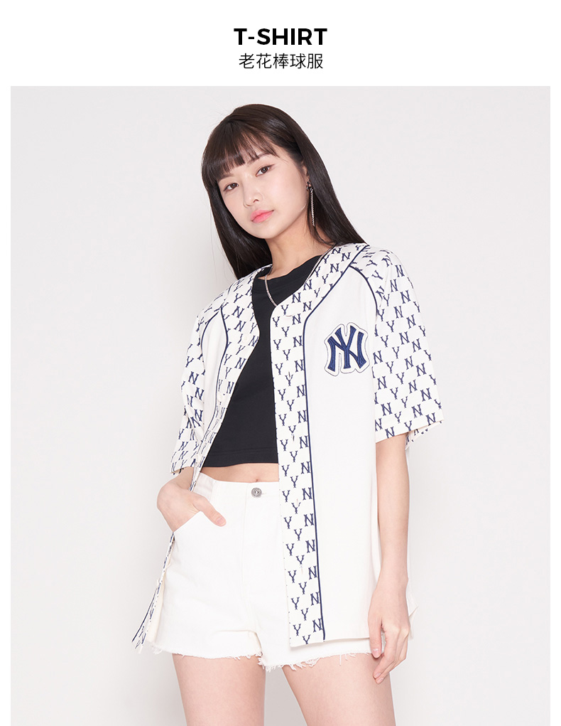 mlb官方美职棒女装外套2022春夏季新款ny纽约洋基队时尚复古老花拼接v