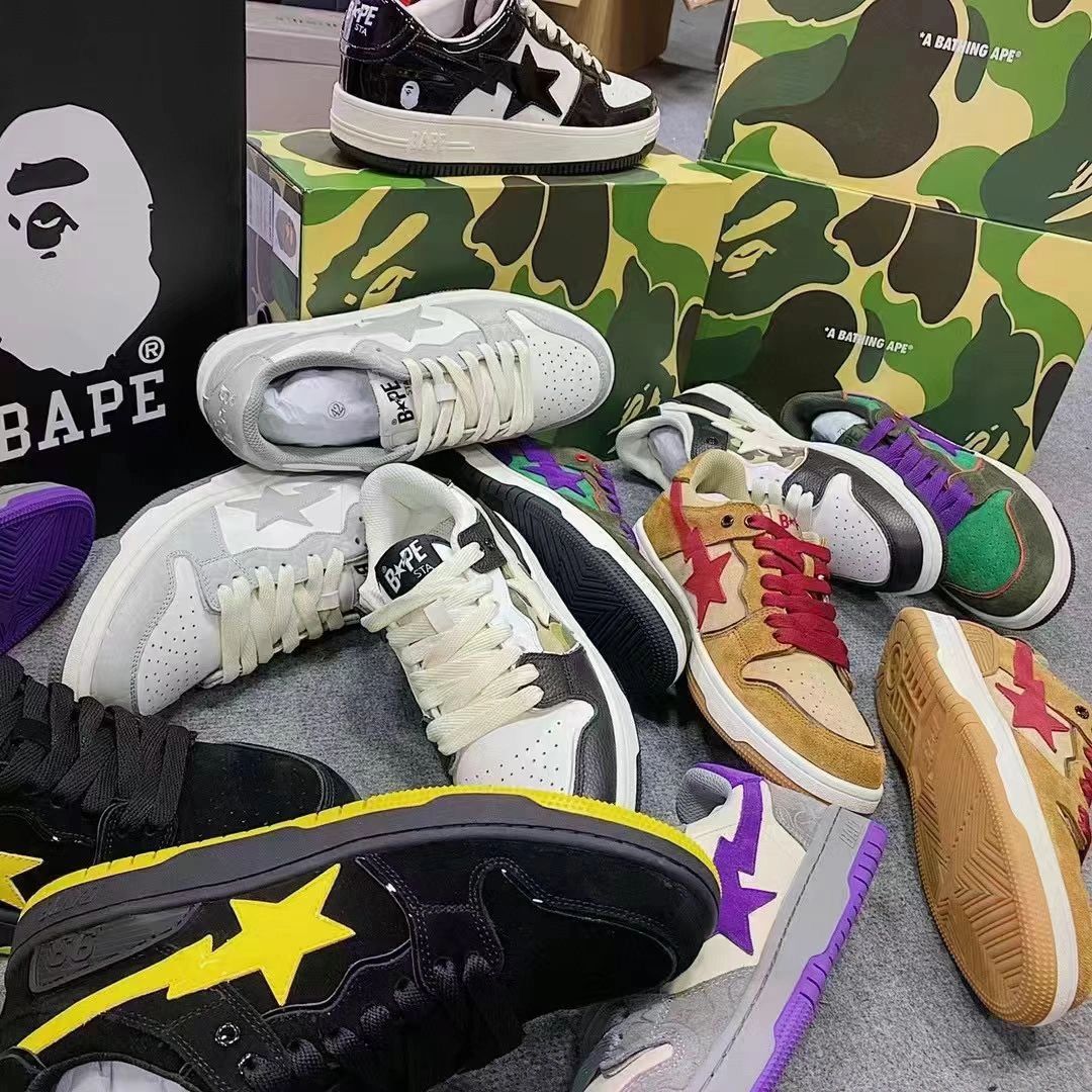 纯原官方bapesta sk8 dunk情侣滑板休闲鞋vibe撞色流星鞋低帮灰鸽子