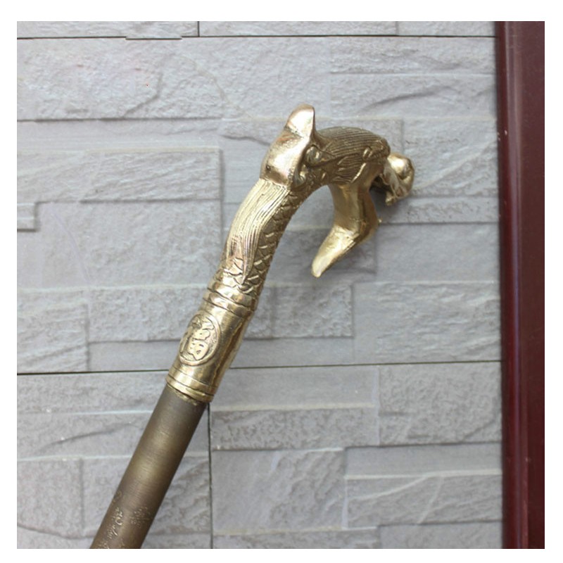 宇卓铜器纯铜龙头拐杖黄铜拐杖绅士手杖送老人生日礼物助行器寿星老