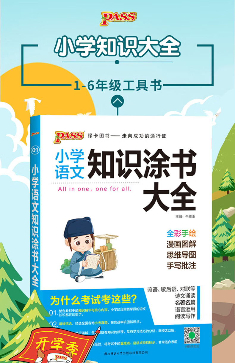 新版pass綠卡圖書小學語文知識塗書大全小學生語文基礎知識全解清單