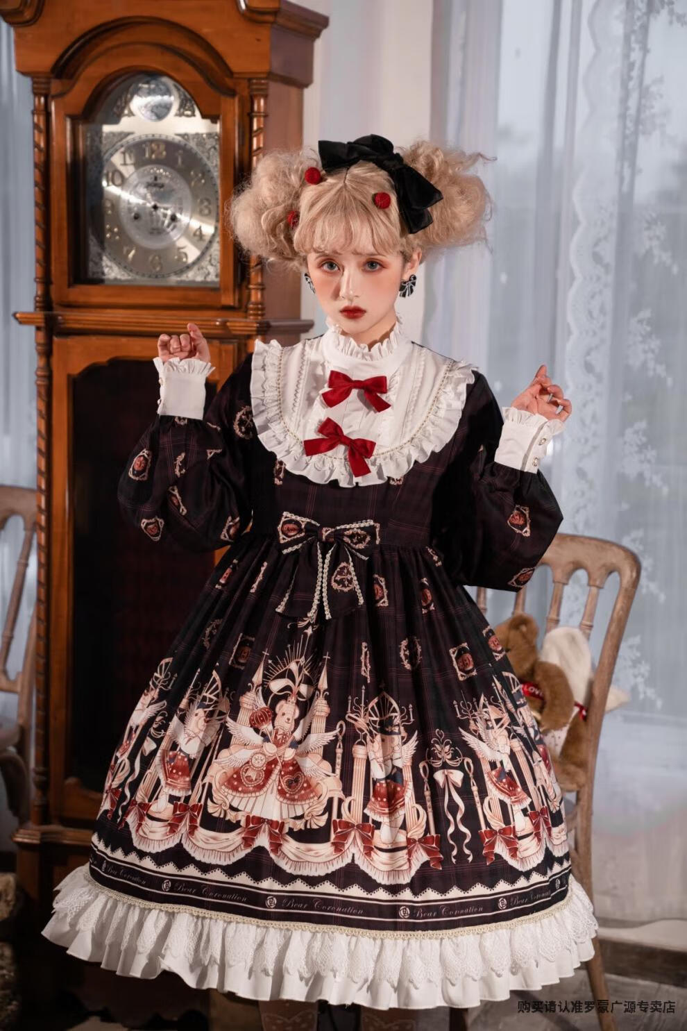 罗蒙(romon)现货原创小熊乐园op洋装lolita裙子春红色公主日常白菜