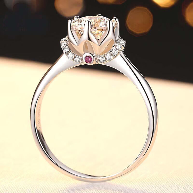 abay莫桑钻为爱加冕皇冠戒指女真爱钻戒女公主六爪开口求婚戒女友 20