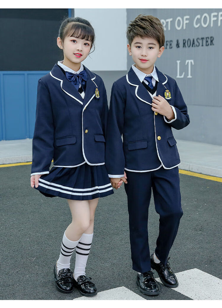 展缘幼儿园园服2021春秋冬季中小学生西装校服套装英伦风儿童合唱礼服