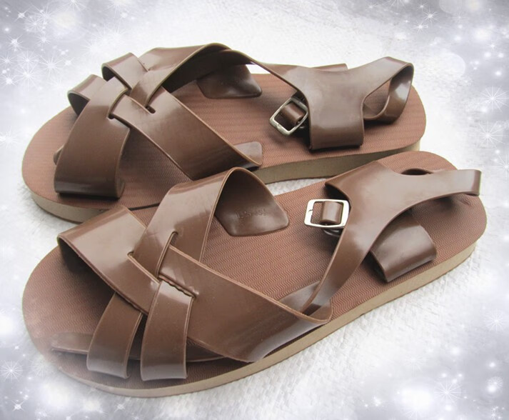 老式凉鞋怀旧经典男防滑夏季潮流橡胶镂空越南老式复古轻便沙滩鞋