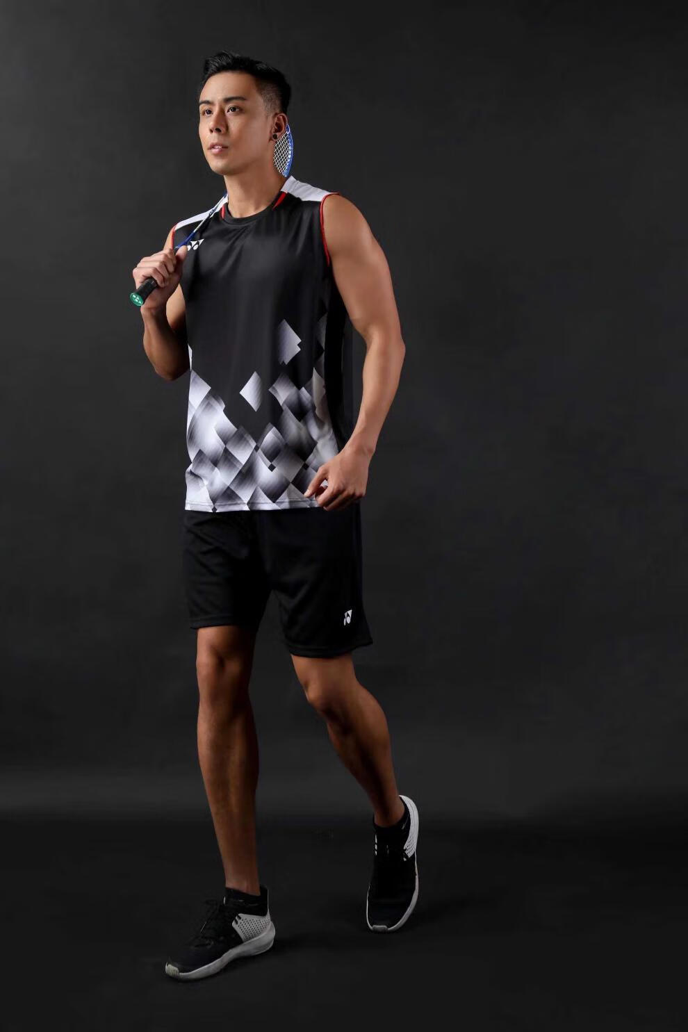 李梓嘉同款球服桃田贤斗羽毛球服套装国家队大赛服无袖羽毛球服速干男