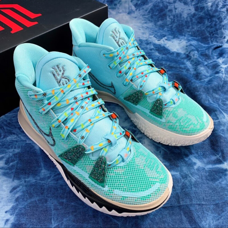 歐文7鞋帶適配nikekyrie7ep薄荷綠熱帶雨林扎染鑽石夜光潑墨 卡通logo