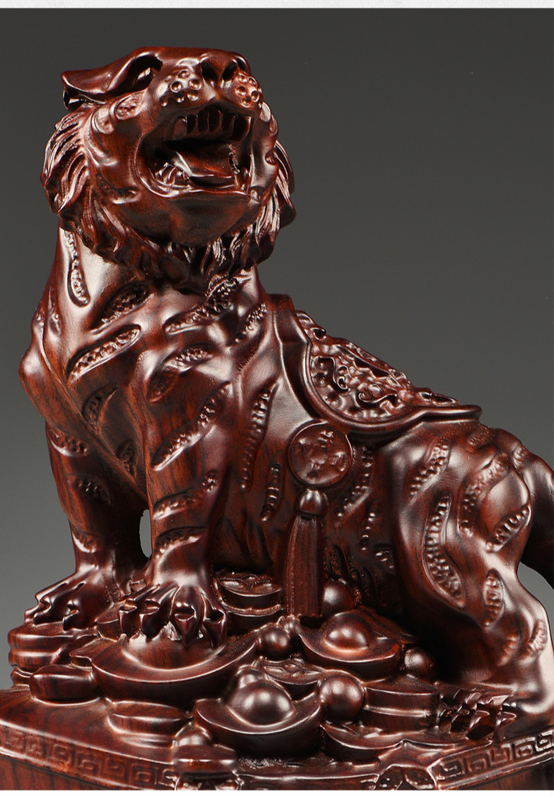 友漾木雕老虎摆件实木十二生肖上山木虎家居客厅办公装饰工艺礼品精雕