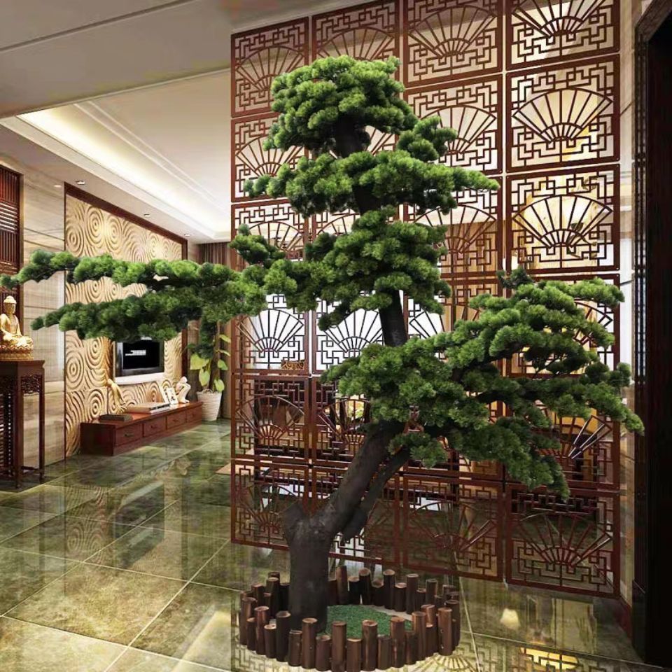 采缇(caiti)仿真迎客松罗汉松假松树商场酒店装饰造型绿植景观摆件