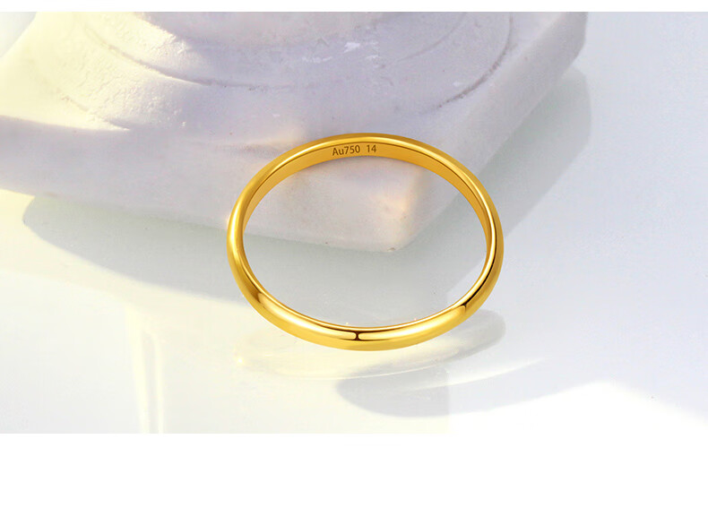 ck施华洛世奇锆 18k金戒指女黄金小众设计素圈指环彩金闺蜜简约非遗花