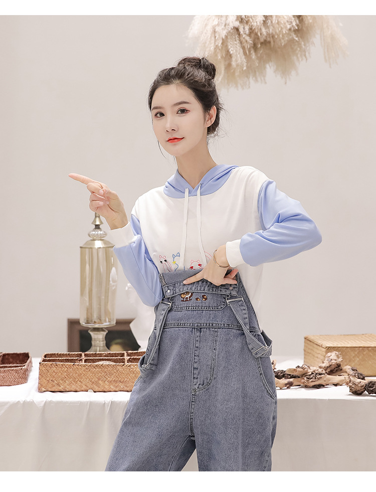 法诗慕牛仔背带裤女学生春秋季2020新款初中学生韩版女生裤子宽松休闲