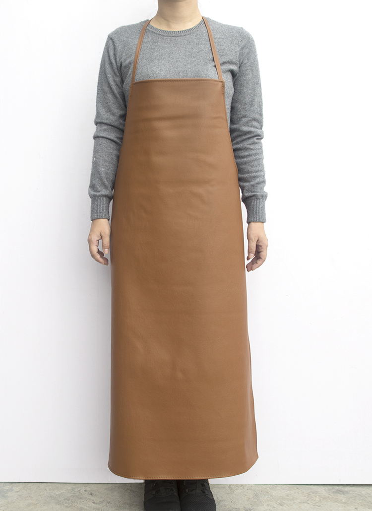 防水防油皮革围裙男女白色厨房饭店工厂作业服长款加厚pu围腰 皮革95*