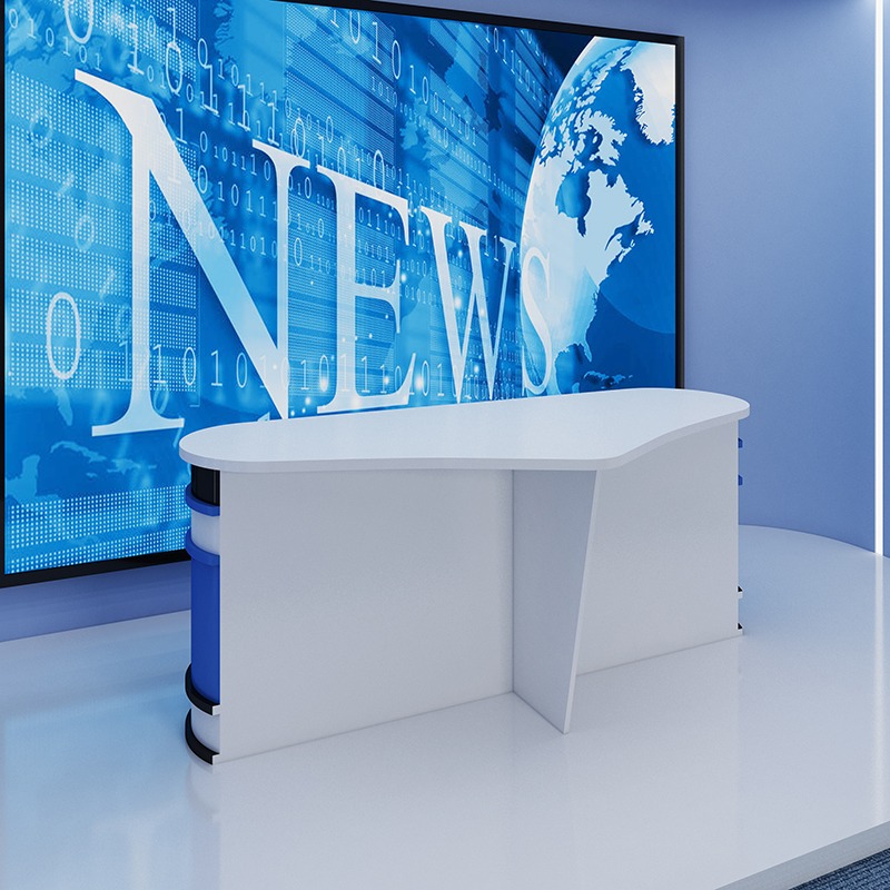 演播室主播台播音桌电视台口才学校培训吧台直播桌主持新闻访谈桌